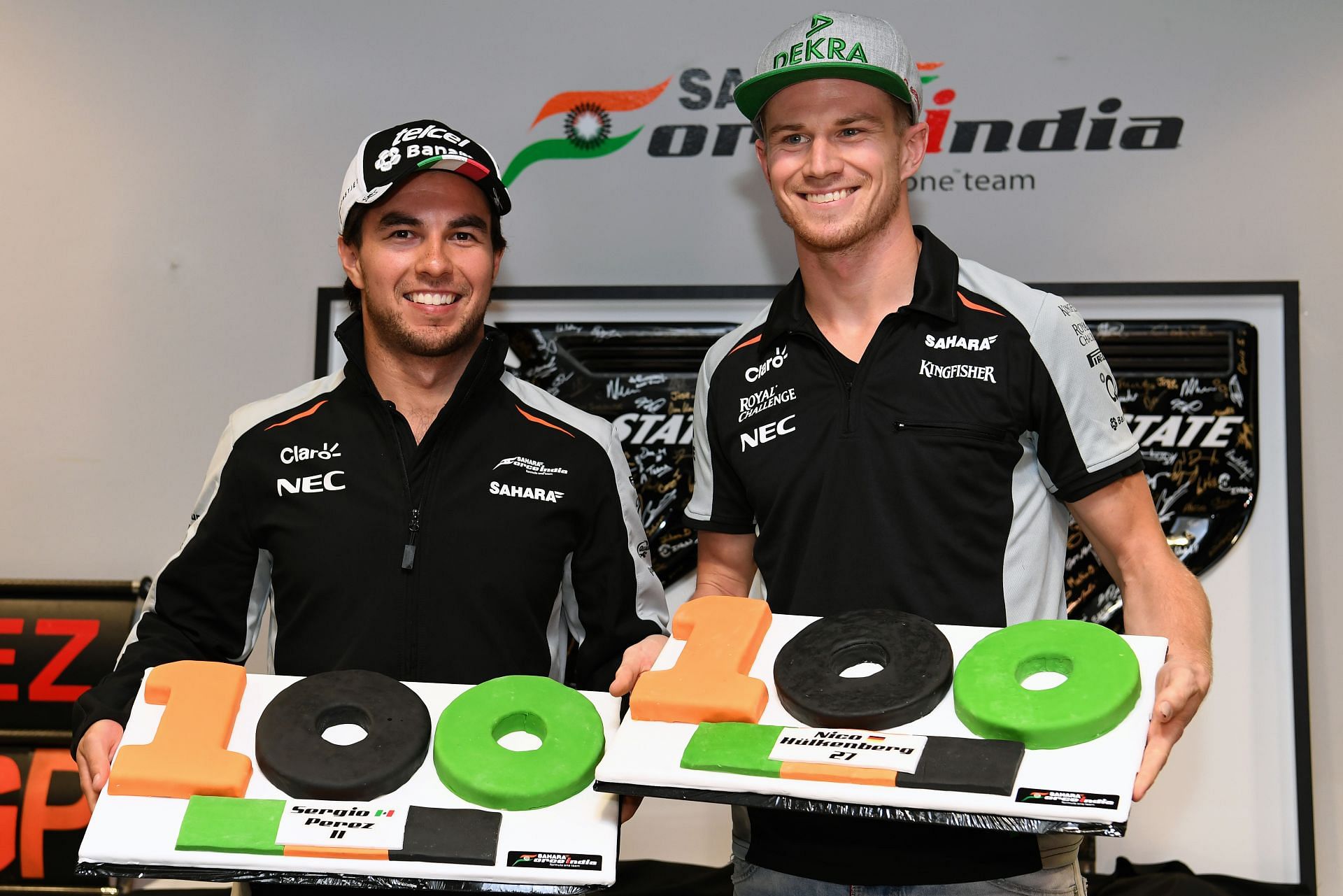 Sergio Perez (L) and Nico Hulkenberg (R) at the 2016 F1 Grand Prix of Russia - Source: Getty